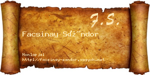 Facsinay Sándor névjegykártya